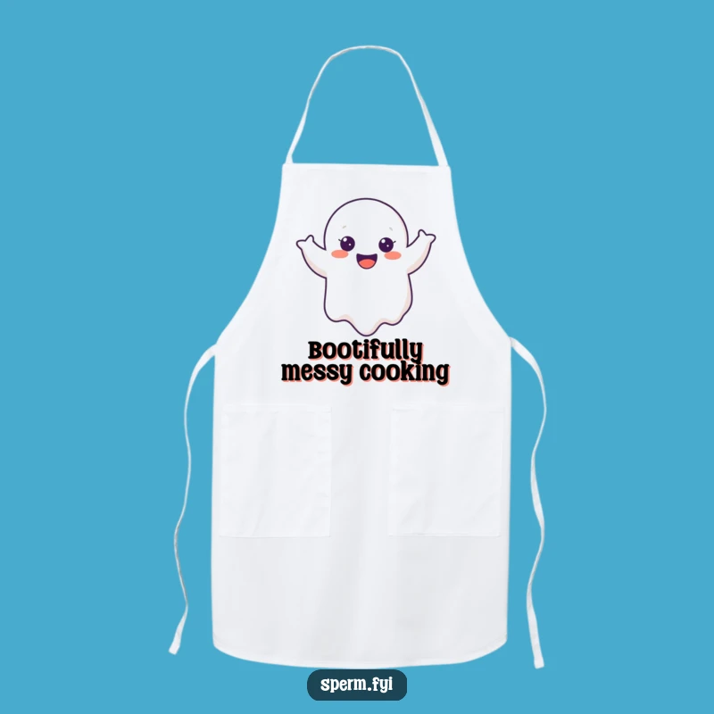 Funny Ghost Apron - Cheerful Wobble Boo, Kitchen Humorous Chef Gift