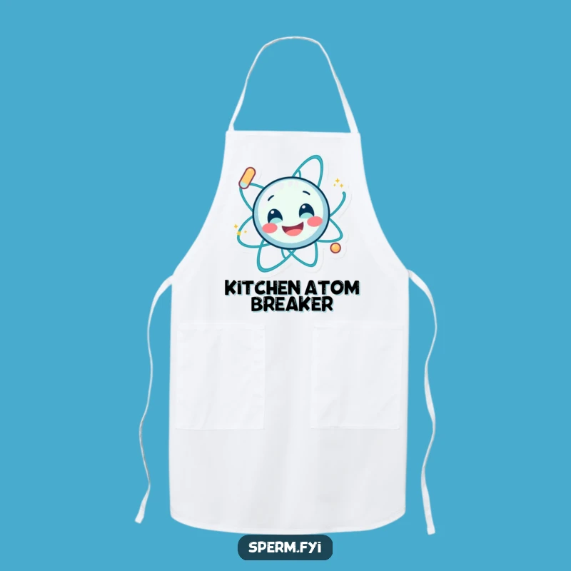 Funny Smiling Atom Spin Apron - Energetic Kitchen Wear for Science Fans