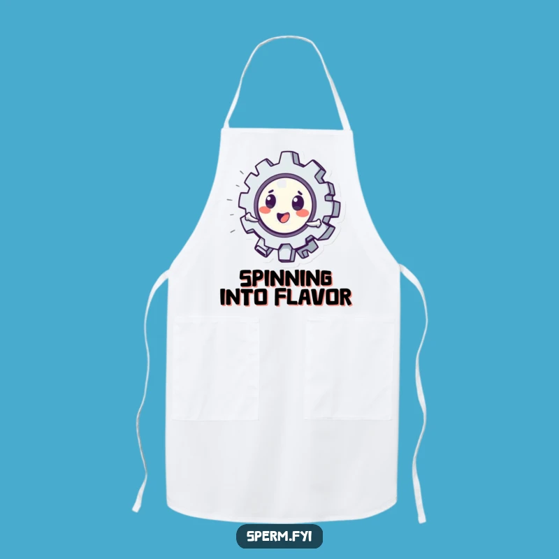 Funny Apron: Playful Gear Character Spinning, a Chef's Humorous Kitchen Companion Gift