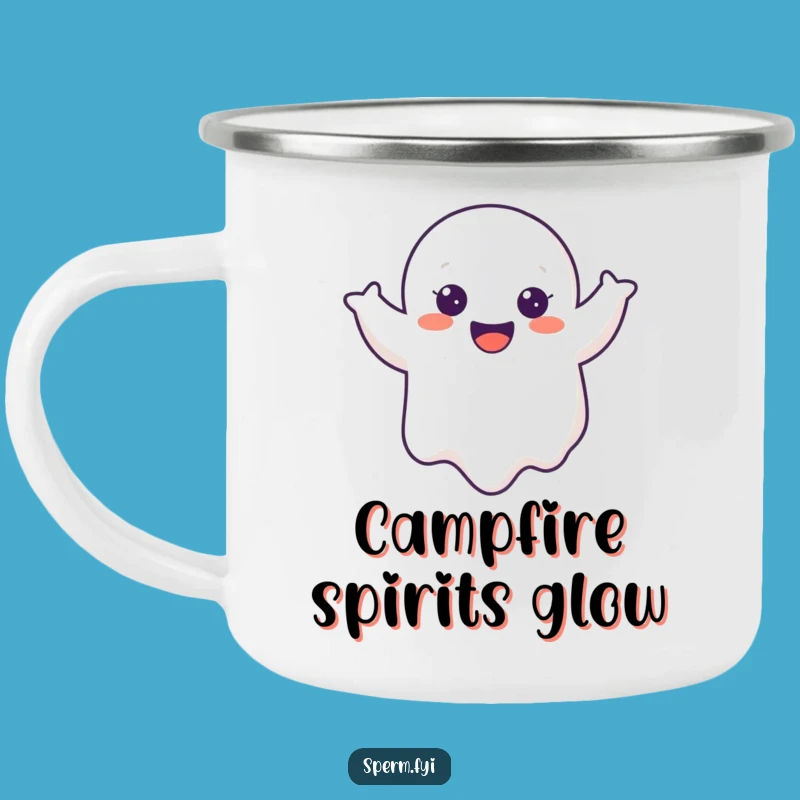 Funny Ghost Camping Mug - Cheerful Wobble Boo, Outdoor Humorous Drinkware