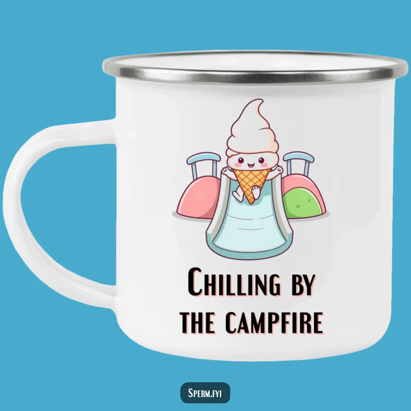 Funny Kawaii Ice Cream Camping Mug: Sturdy Slide Fun, Ideal Funny Gift for Outdoors