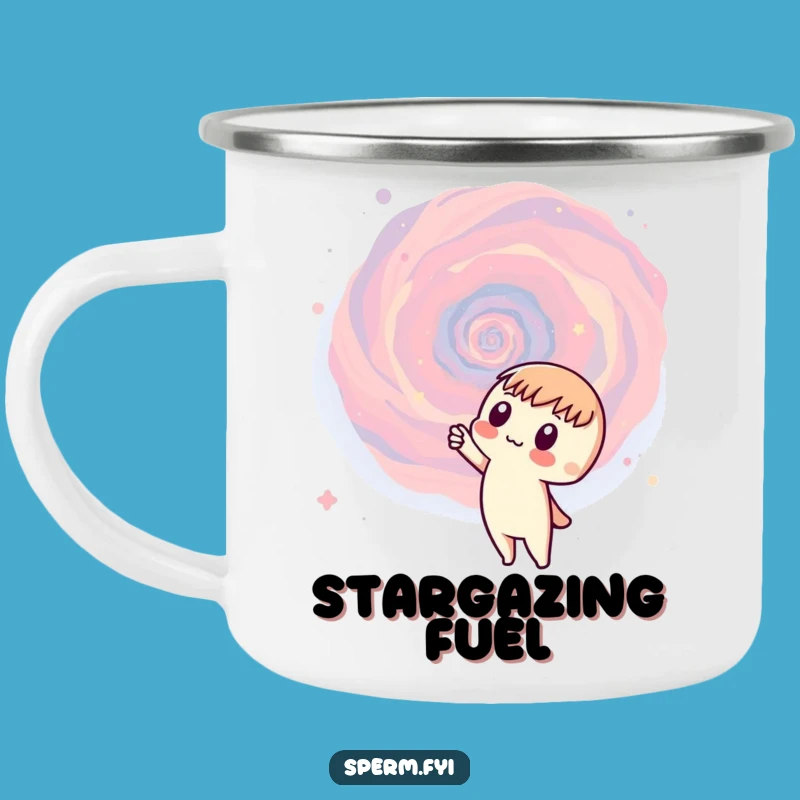 Funny Galaxy Camping Mug - Curious Character Stars - Adventure Fuel!
