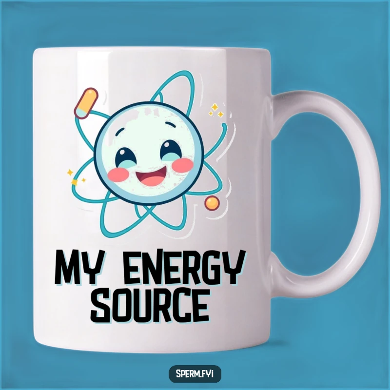 Funny Smiling Atom Spin Mug - Energetic & Humorous Science Gift