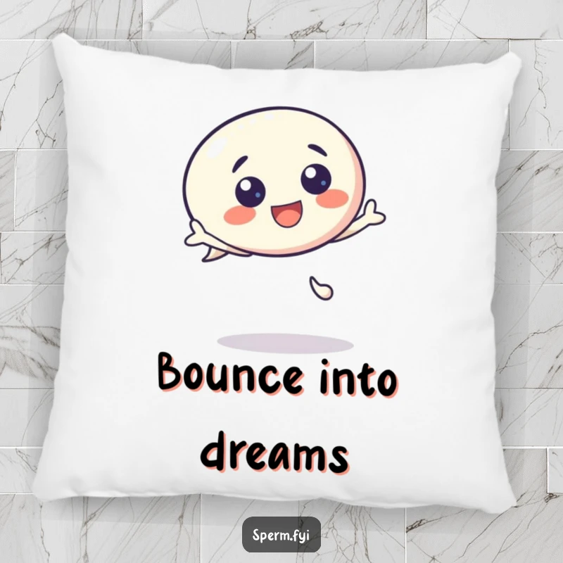 Funny Pillow: A fluffy kawaii speech bubble character captured in a delightful bounce, adding comfort and humor.
