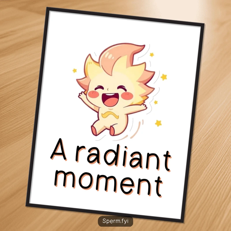 Funny digital art print of a joyous spark character zipping through the air, ideal for vibrant decor.