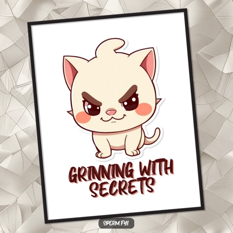 Funny Digital Art Print: An illustration of a mischievous character with a distinct sly, playful grin.