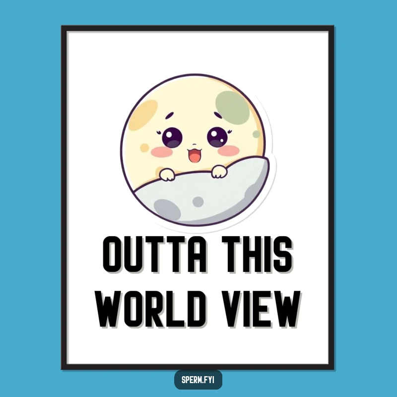 Funny Moon Peeking Digital Art: Instant Surprise Space Decor, Perfect Funny Gift!