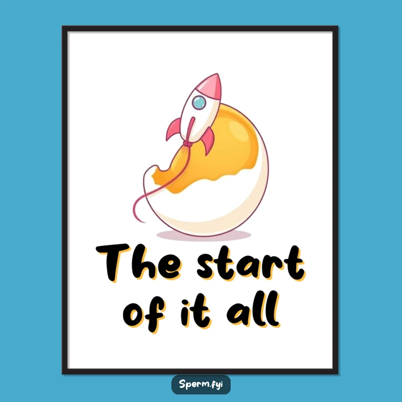 Funny Rocket Sperm Take Off Art Print - Cosmic Conception, Bold Decor Gift