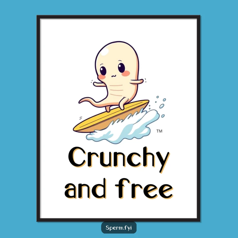 Funny Sperm Snack Art Print - Wobbly Surfer, Quirky Decor Gift