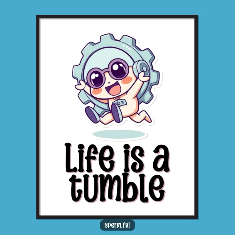 Funny Quirky Gear Tumble Digital Art - Instant Playful Download for Decor