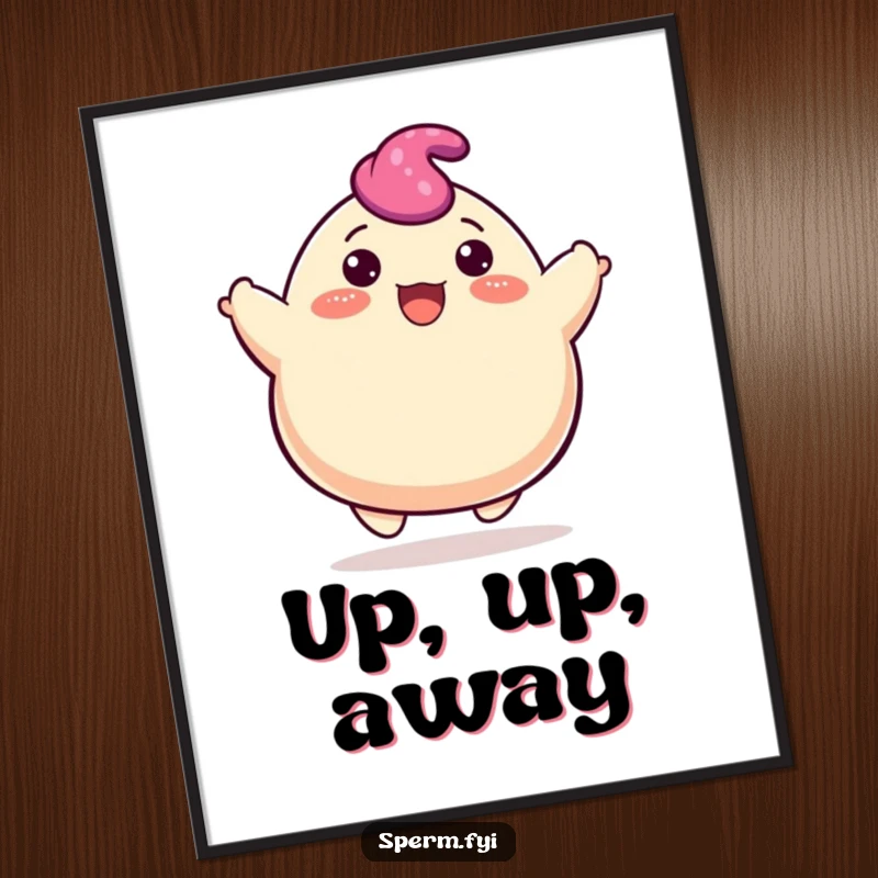 Funny blob digital art of a happy character cheerfully bouncing upwards, embodying pure, infectious joy.