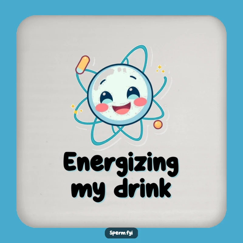 Funny Smiling Atom Spin Coaster Set - Protect Surfaces with Scientific Humor