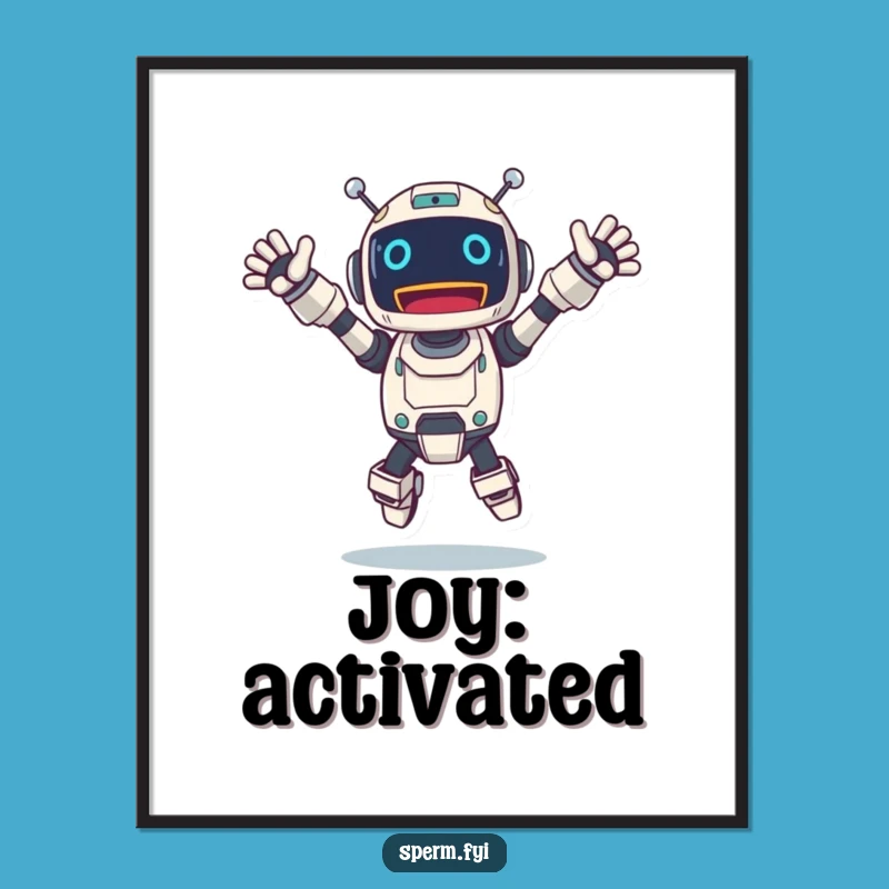 Funny Jumping Robot Poster: Dynamic Wall Art for a Cheerful Space