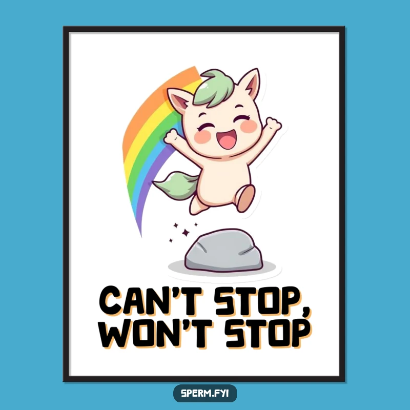 Funny Rainbow Leap Poster: Vibrant Wall Art for Inspiring Spaces Gift