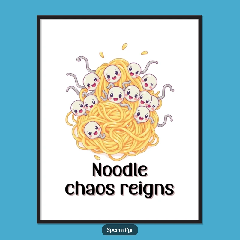 Funny Spaghetti Sperm Poster: Absurd Art Print, Hilarious Decor