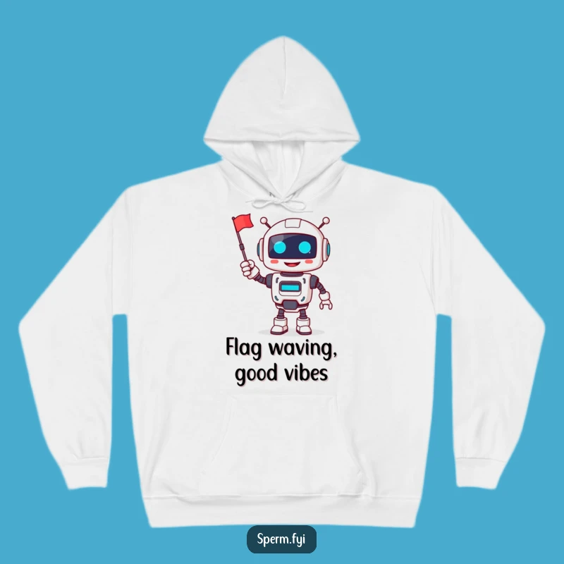 Funny Robot Hoodie: Cozy Cheerful Waving, Warm Tech Joy Gift