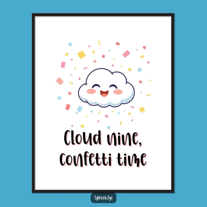 Free Printable Wall Art: Giggling Cloud Confetti Rain, Humorous Downloadable Decor