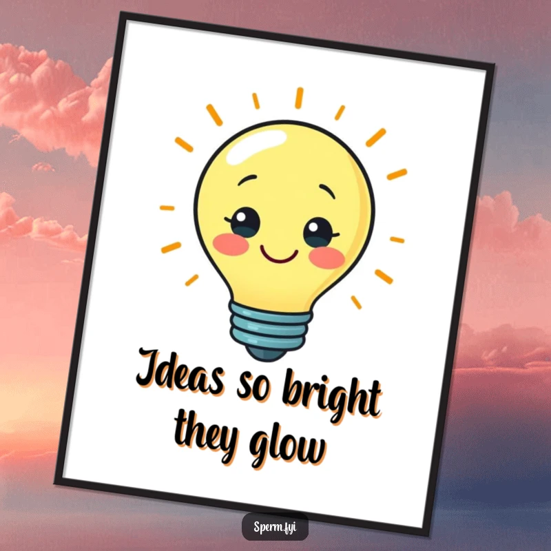 Funny Free Printable Wall Art: Lightbulb character glows with a fantastic, humorous idea, perfect for any room.