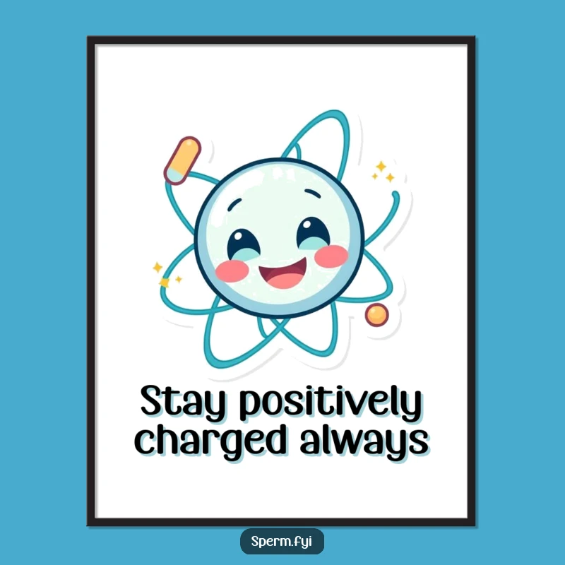 Free Printable Wall Art: Smiling Atom Energy Spin, Humorous Downloadable Decor