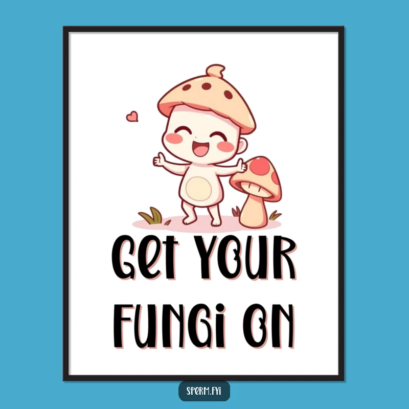 Funny Free Printable Dance Art: Giggling Character & Mushroom, Downloadable Quirky Decor