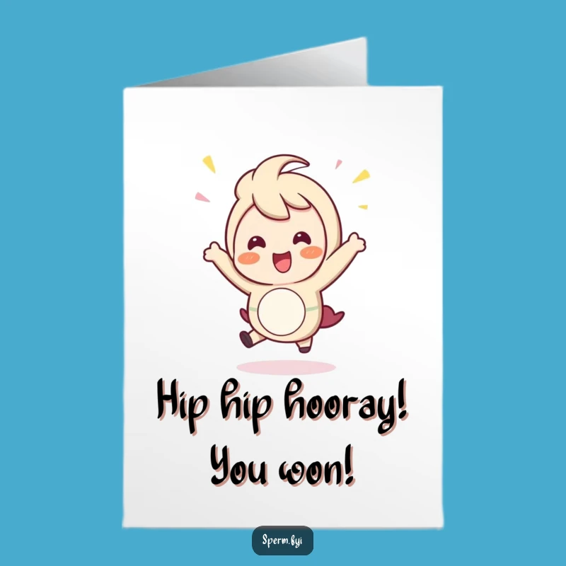 Free Printable Congrats Card: Hopping Character, Jubilant Downloadable