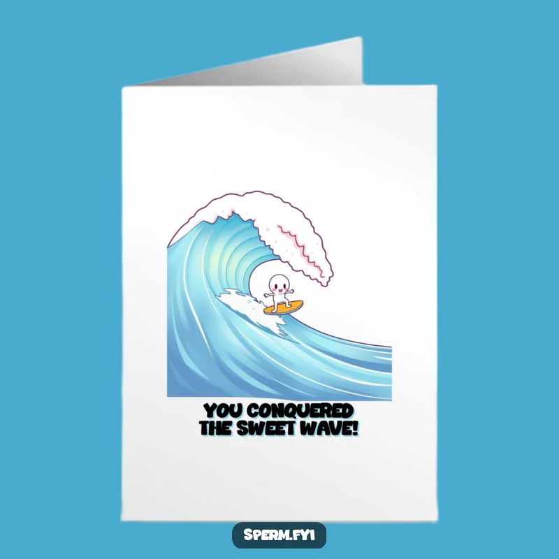 Free Printable Congrats Card: Sperm Gummy Surf, Funny Downloadable Achievement