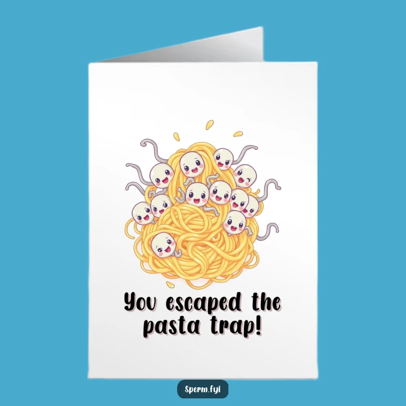 Free Printable Congrats Card: Sperm Spaghetti Mess, Funny Downloadable Celebration