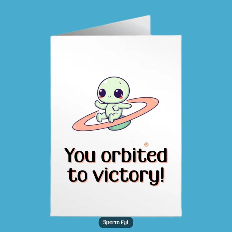 Free Printable Congrats Card: Zany Kawaii Alien Zipping Planet, Humorous Downloadable Achievement