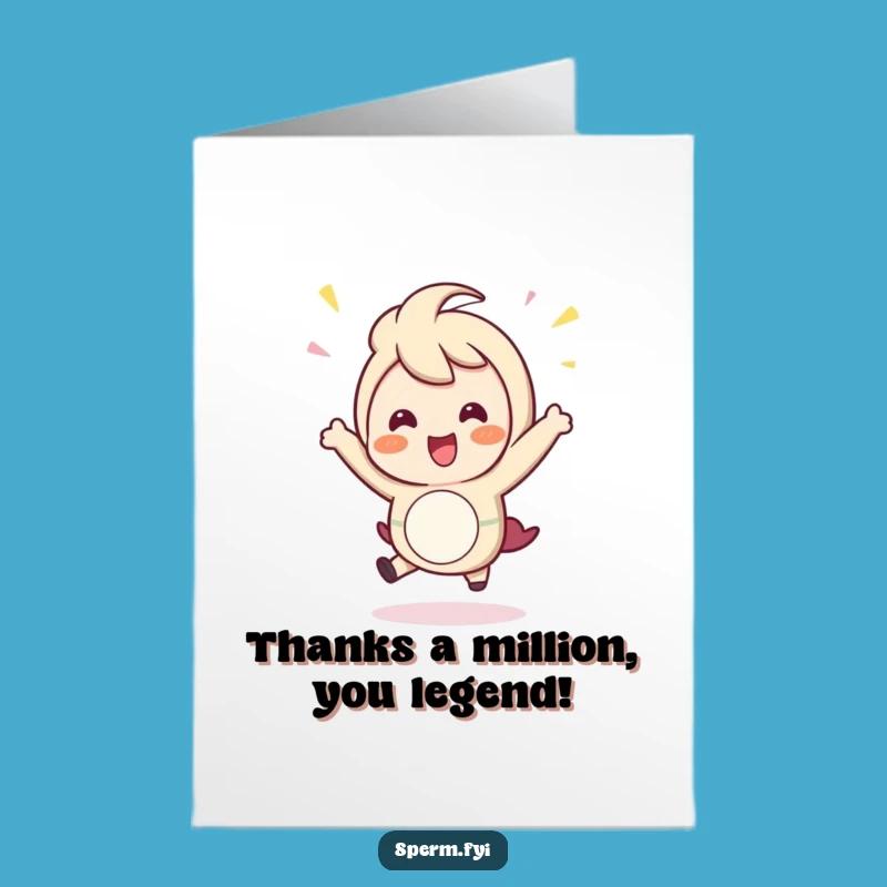 Free Printable Thank You Card: Hopping Character, Grateful Downloadable
