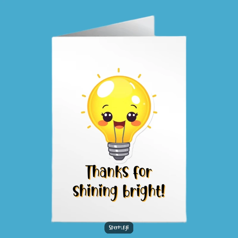 Free Printable Kawaii Lightbulb Thank You Card: Funny Inspiration Downloadable