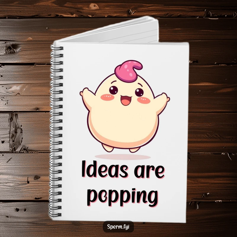 Funny blob notebook of a happy character cheerfully bouncing upwards, perfect for capturing cheerful ideas.