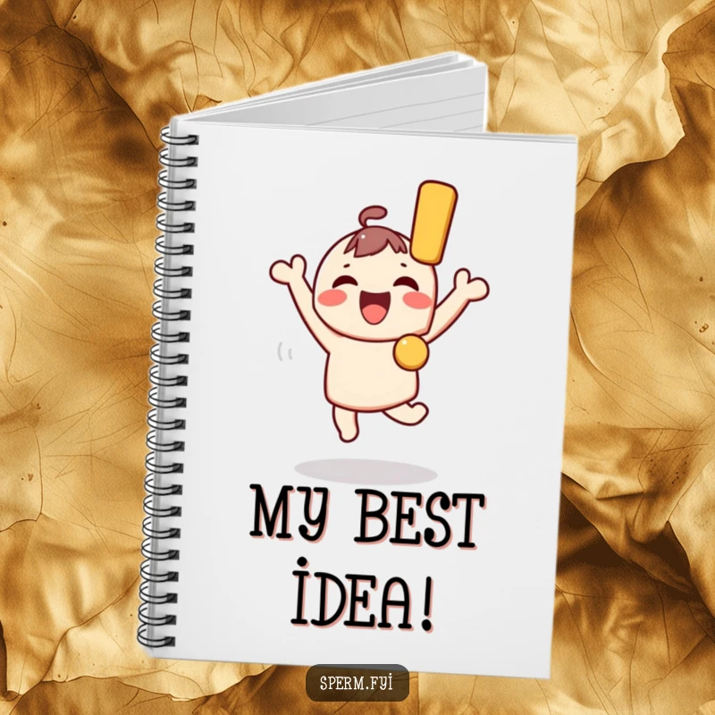 Funny Kawaii Character Notebook: A cute Kawaii character jumps for joy, holding an exclamation mark, perfect for funny, enthusiastic notes.