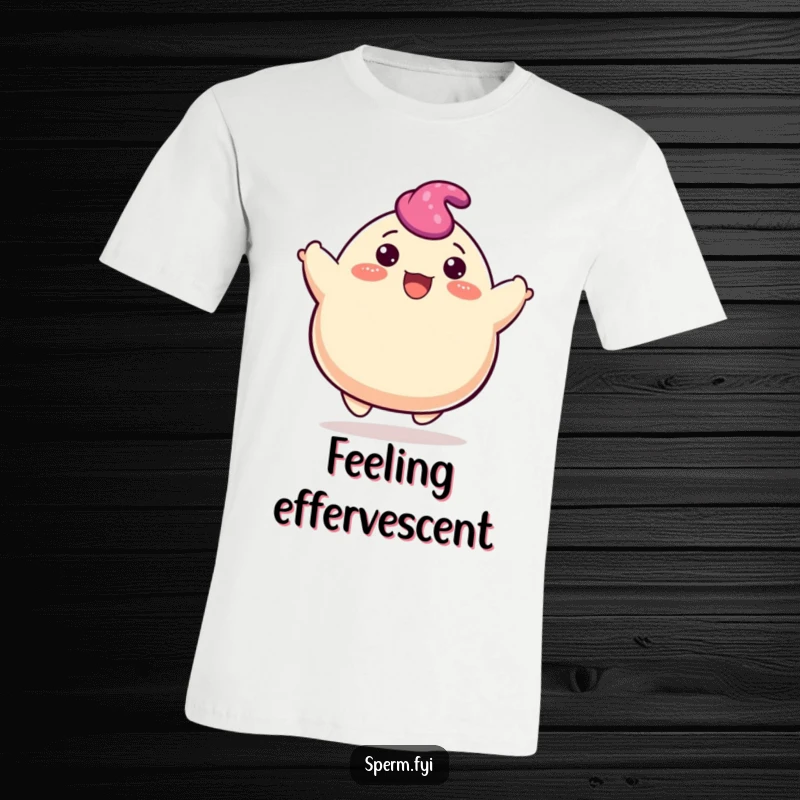 Funny blob t-shirt featuring a happy character cheerfully bouncing upwards, embodying pure, unadulterated joy.
