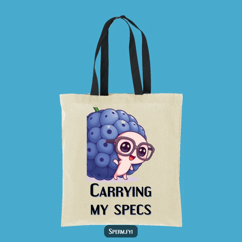 Funny Curious Sperm Tote Bag - Blueberry Viewer, Practical Humor Gift